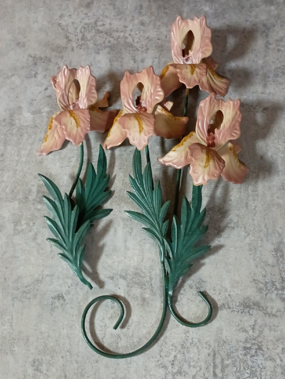 Home Interiors Floral Metal Wall Art - Purple Iris Design
